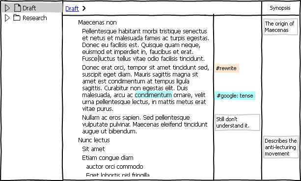 additional 'synopsis' and 'status'-columns to the right of the right margin